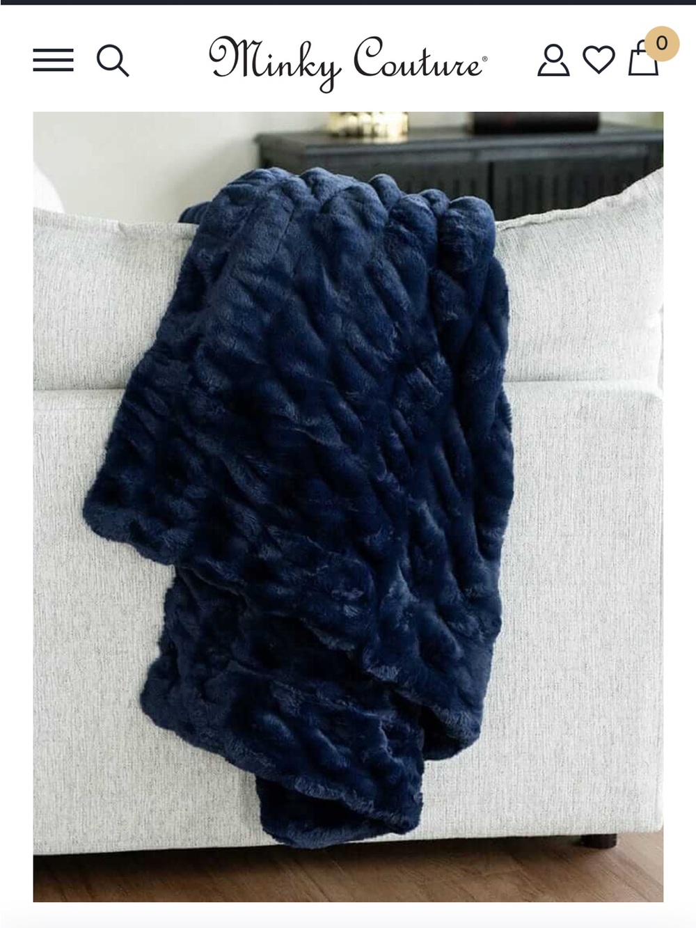 Minky Couture Adult Hugs Navy Blanket - NWT